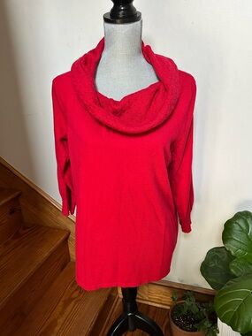 Kim Rogers Bright Red Cowl Neck Sweater